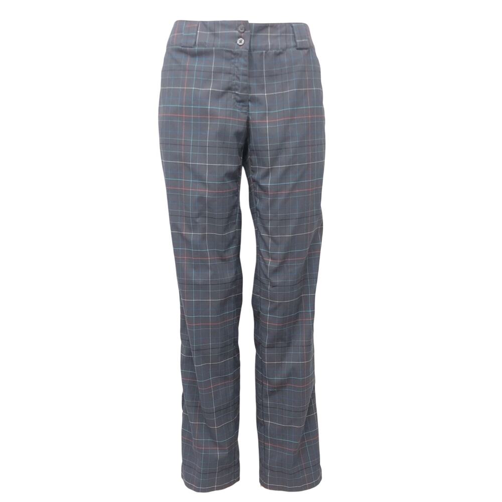 Slazenger Graphite Black Coral Turquoise Tan Plaid Activewear Pants with Pockets - Picture 9 of 16